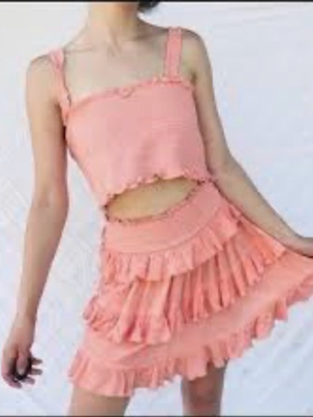Papermoon Coral Ruffle Tiered Mini Skirt